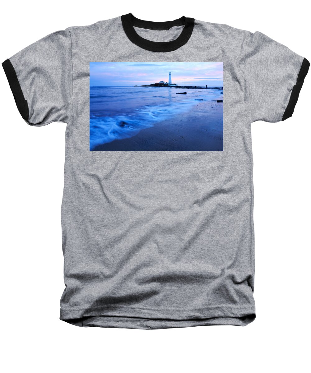 Whitley Baseball T-Shirt featuring the photograph Saint Mary's Lighthouse at Whitley Bay #9 by Ian Middleton
