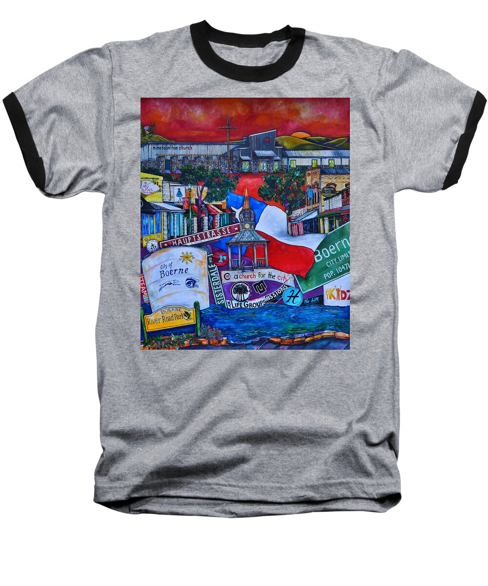Boerne Texas Baseball T-Shirt featuring the painting A Church For The City by Patti Schermerhorn