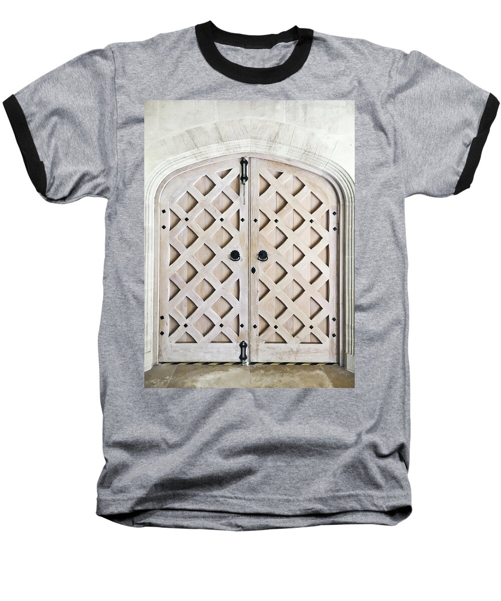 Access Baseball T-Shirt featuring the photograph A double door by Tom Gowanlock
