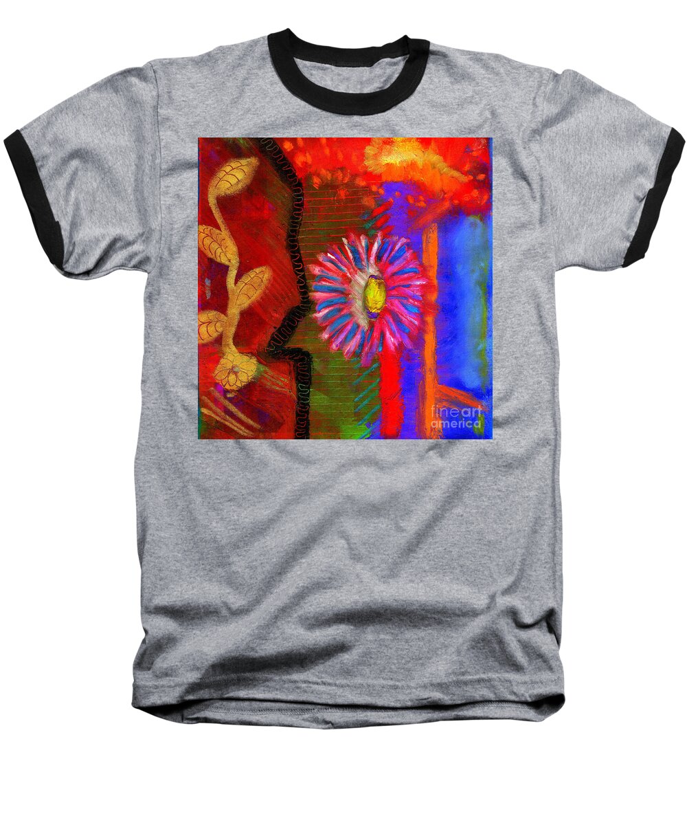 Abstract Baseball T-Shirt featuring the painting A Flower for You by Angela L Walker