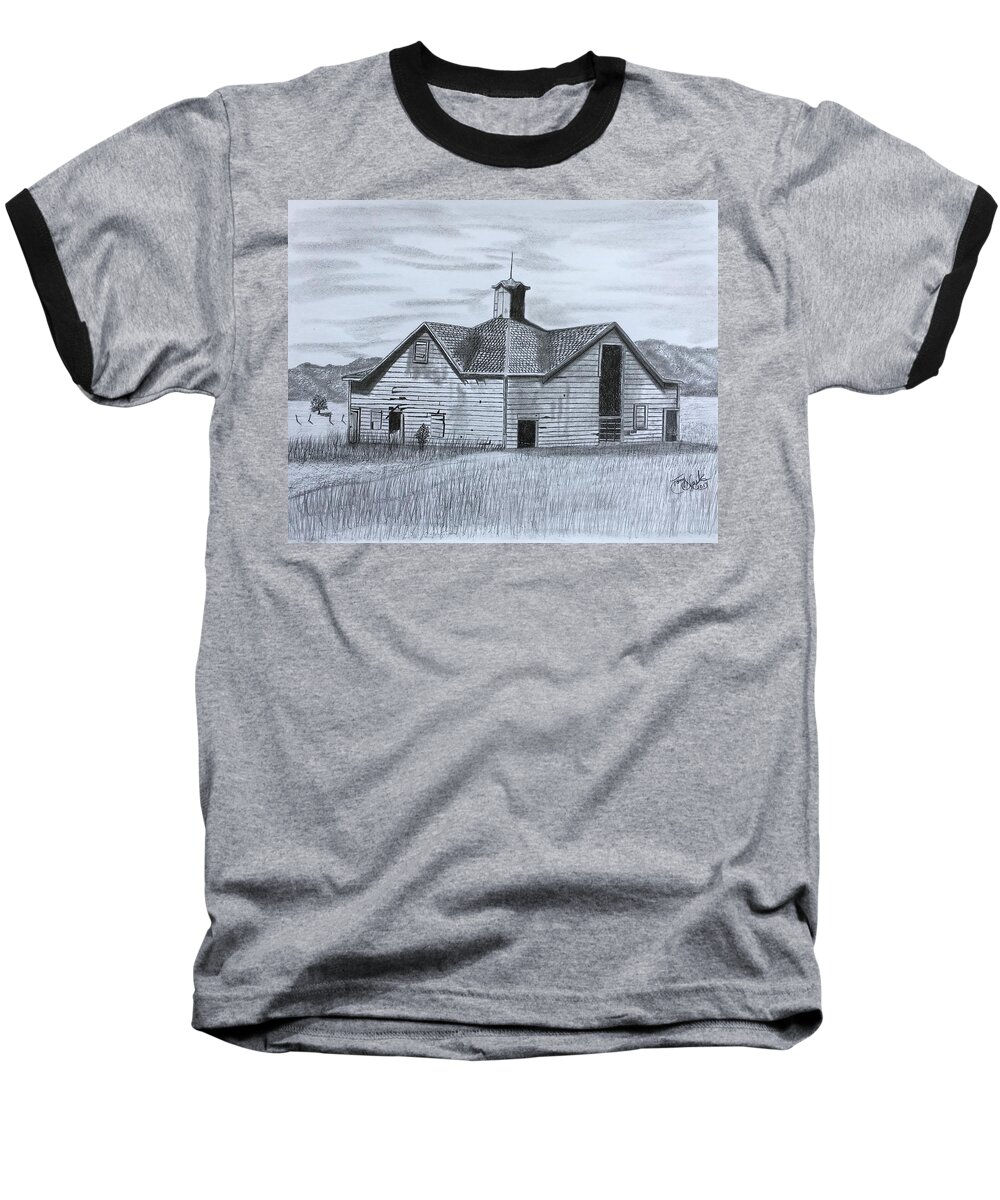 Carriage House Baseball T-Shirt featuring the drawing A Forgotten Past by Tony Clark