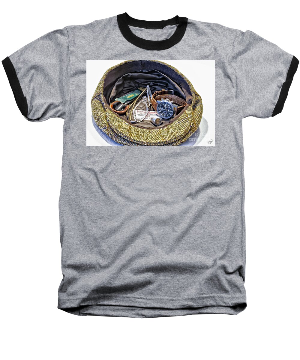Hat Baseball T-Shirt featuring the photograph A Man's Items by Walt Foegelle