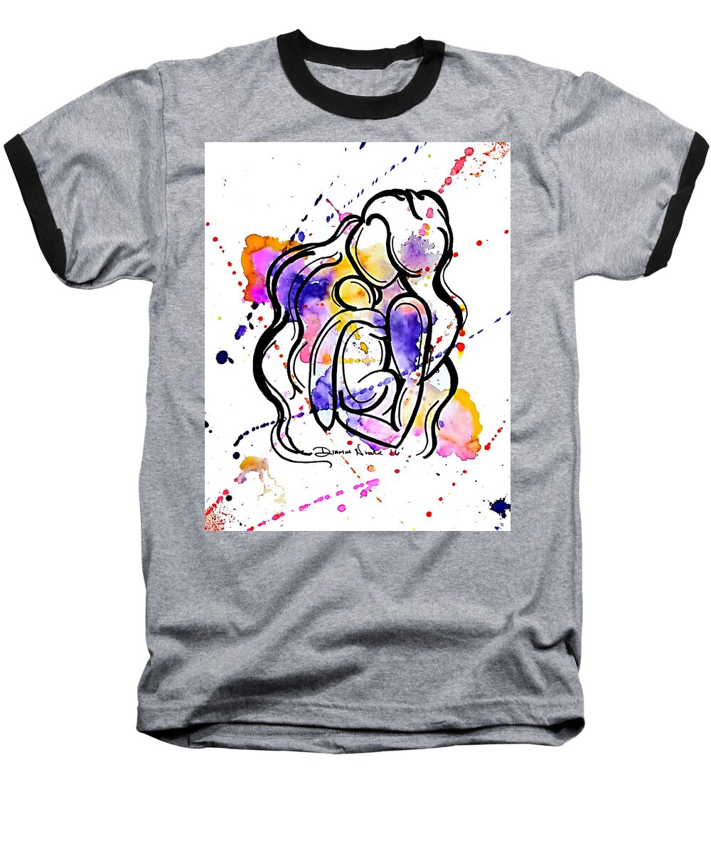 Mother Baseball T-Shirt featuring the painting A Mother's Love by Diamin Nicole