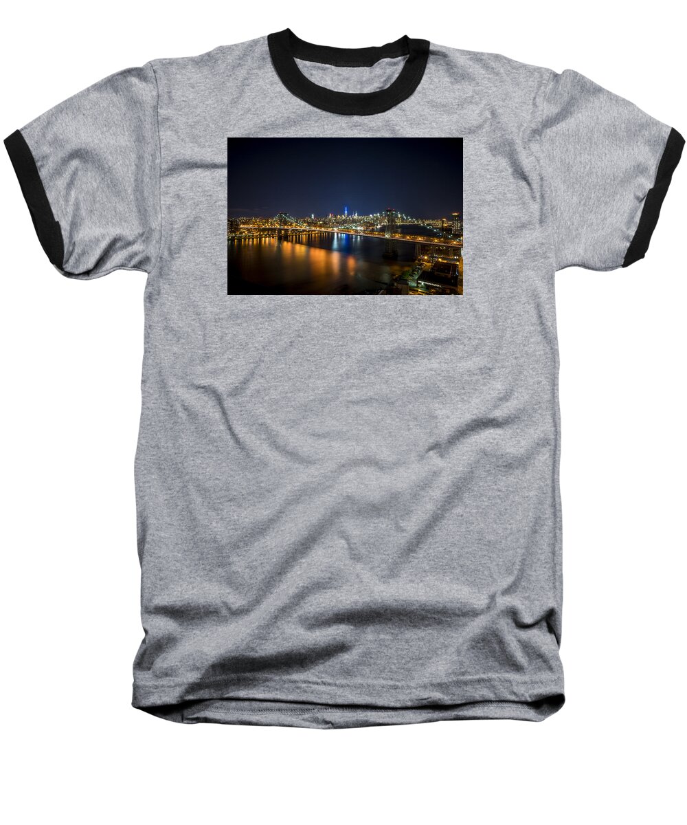 Nyc Baseball T-Shirt featuring the photograph A New York City Night by Johnny Lam