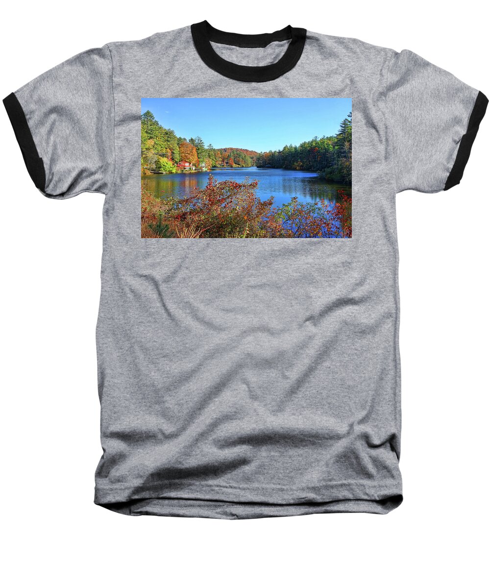 Lake Sequoyah Baseball T-Shirt featuring the photograph A North Carolina Autumn by HH Photography of Florida