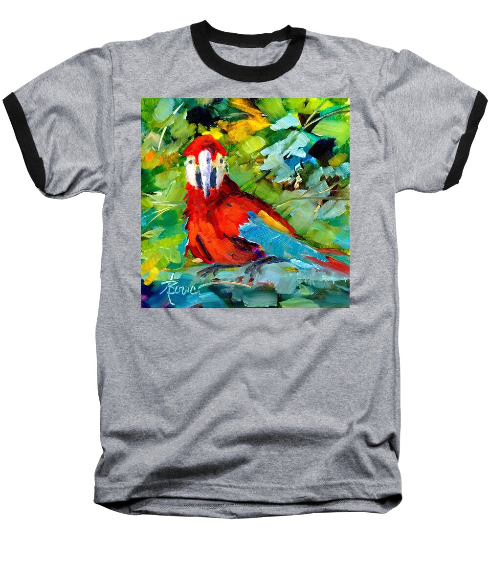 Parrots Baseball T-Shirt featuring the painting Papagalos by Adele Bower