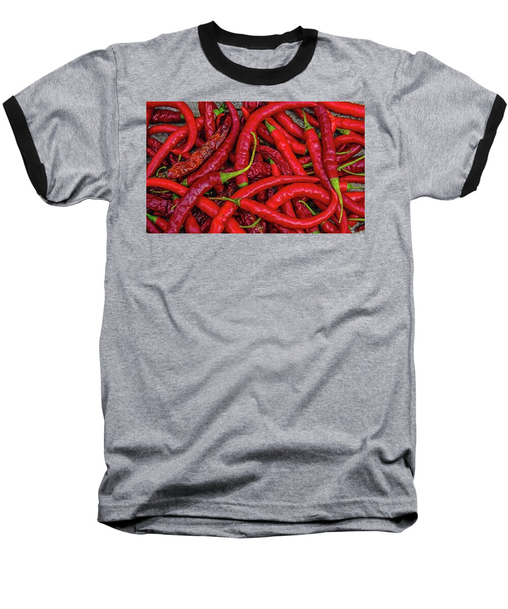 A Peck Of Unpickled Peppers Prints Baseball T-Shirt featuring the photograph A Peck of Unpickled Peppers by John Harding
