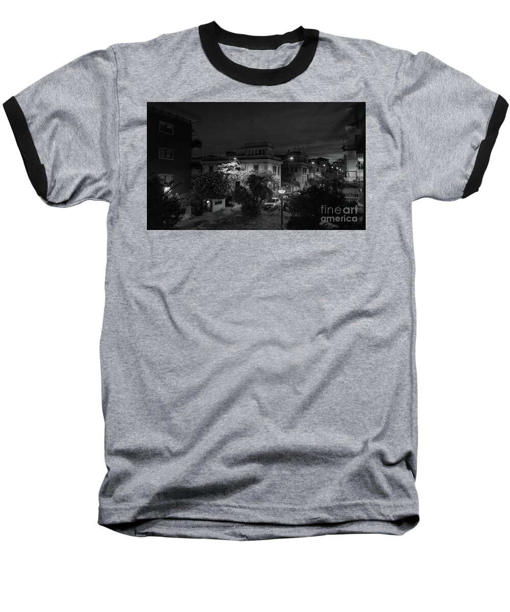 Rome At Night Baseball T-Shirt featuring the photograph A Roman Street at Night by Perry Rodriguez