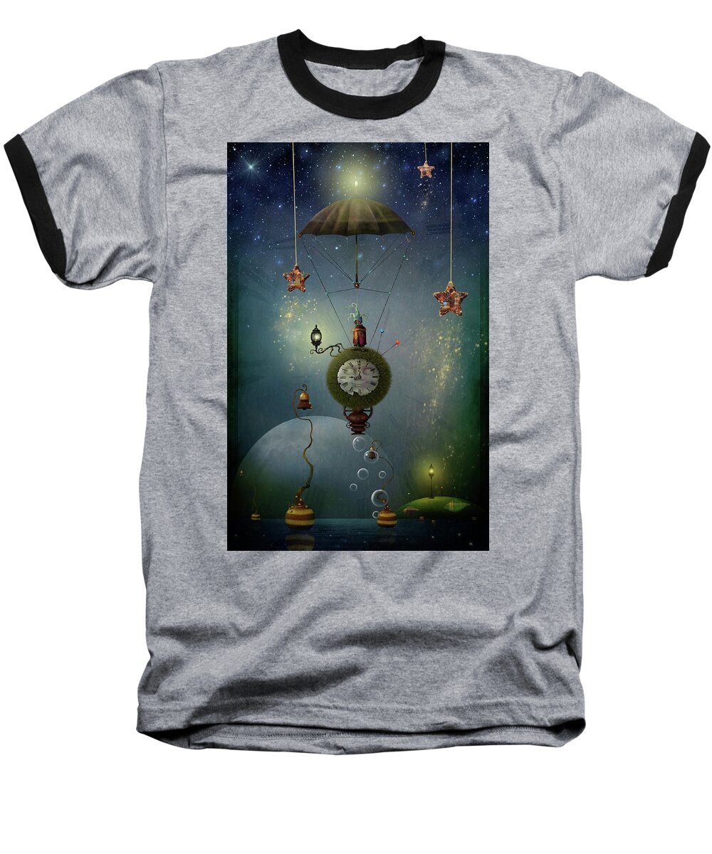 Time Travel Baseball T-Shirt featuring the painting A Stitch In Time Saves Nine by Joe Gilronan