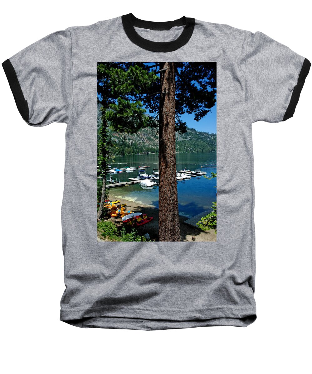 Usa Baseball T-Shirt featuring the photograph A Trees View of Fallen Leaf Lake by LeeAnn McLaneGoetz McLaneGoetzStudioLLCcom