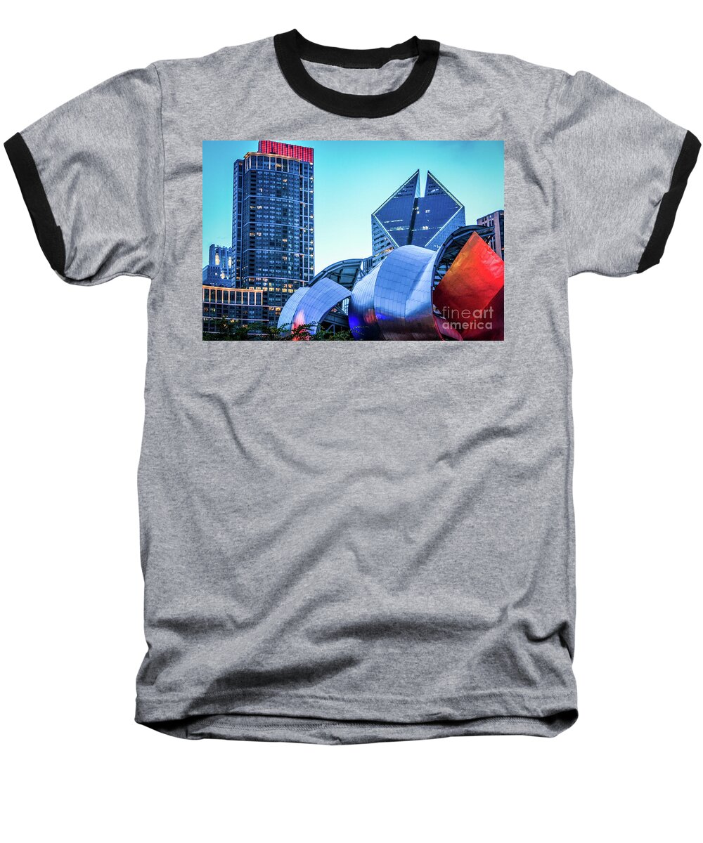 Chicago Baseball T-Shirt featuring the photograph A View from Millenium Park at Dusk by David Levin