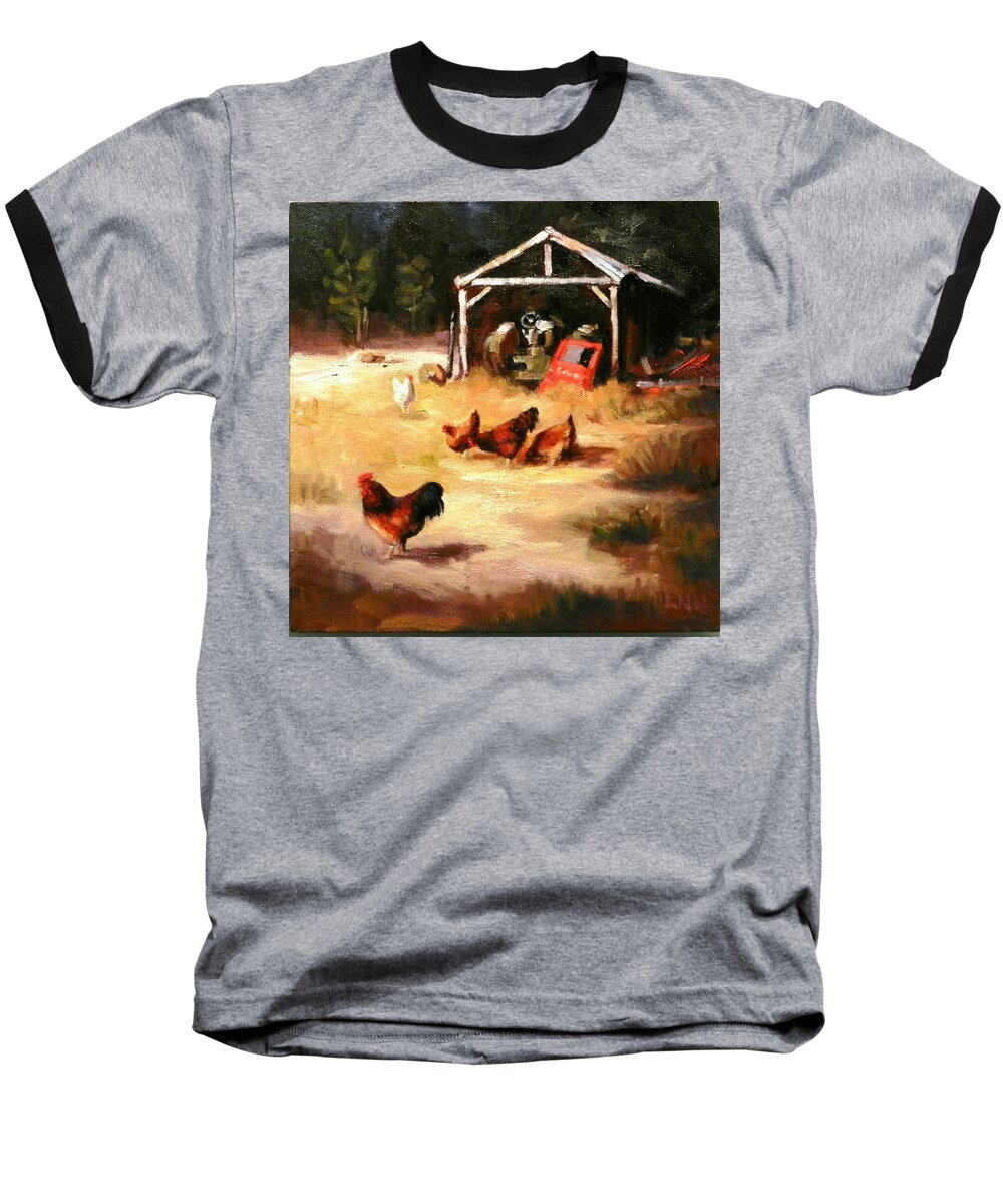 Animals Baseball T-Shirt featuring the painting A Watchman by Ningning Li