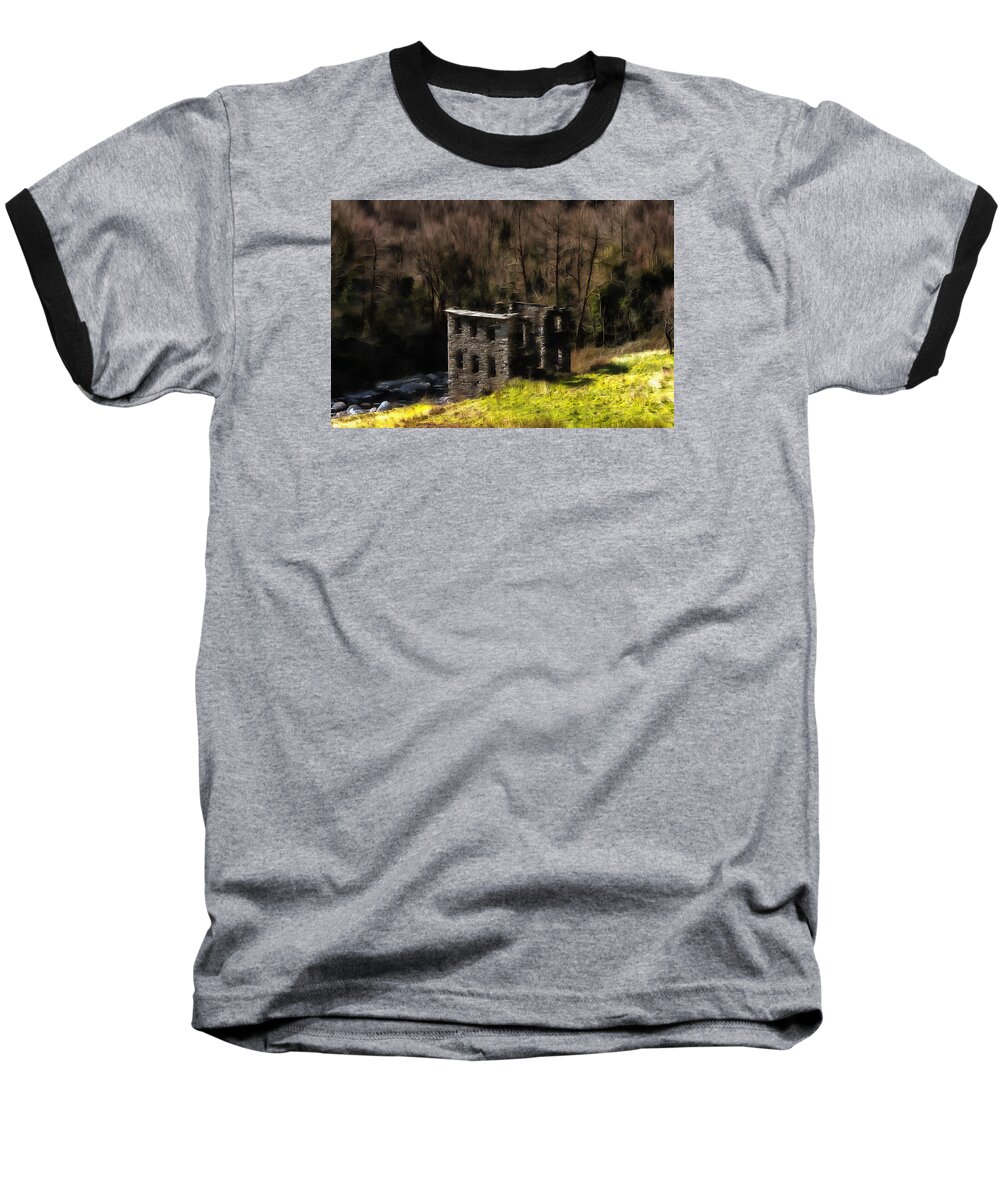Luoghi Abbandonati Baseball T-Shirt featuring the photograph ABANDONED MILL what remains ... by Enrico Pelos