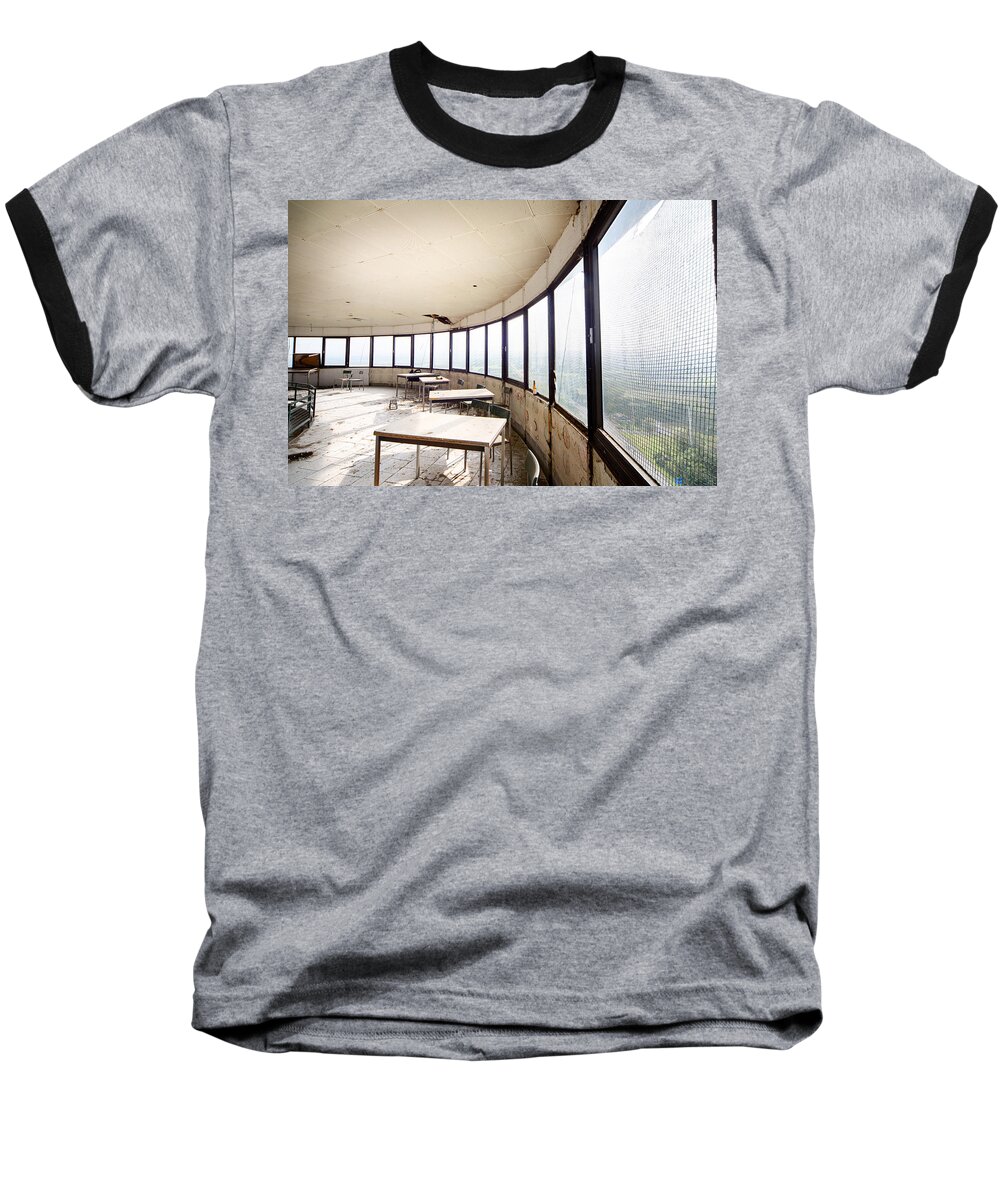 Abandoned Building Baseball T-Shirt featuring the photograph Abandoned tower restaurant - Urban decay by Dirk Ercken