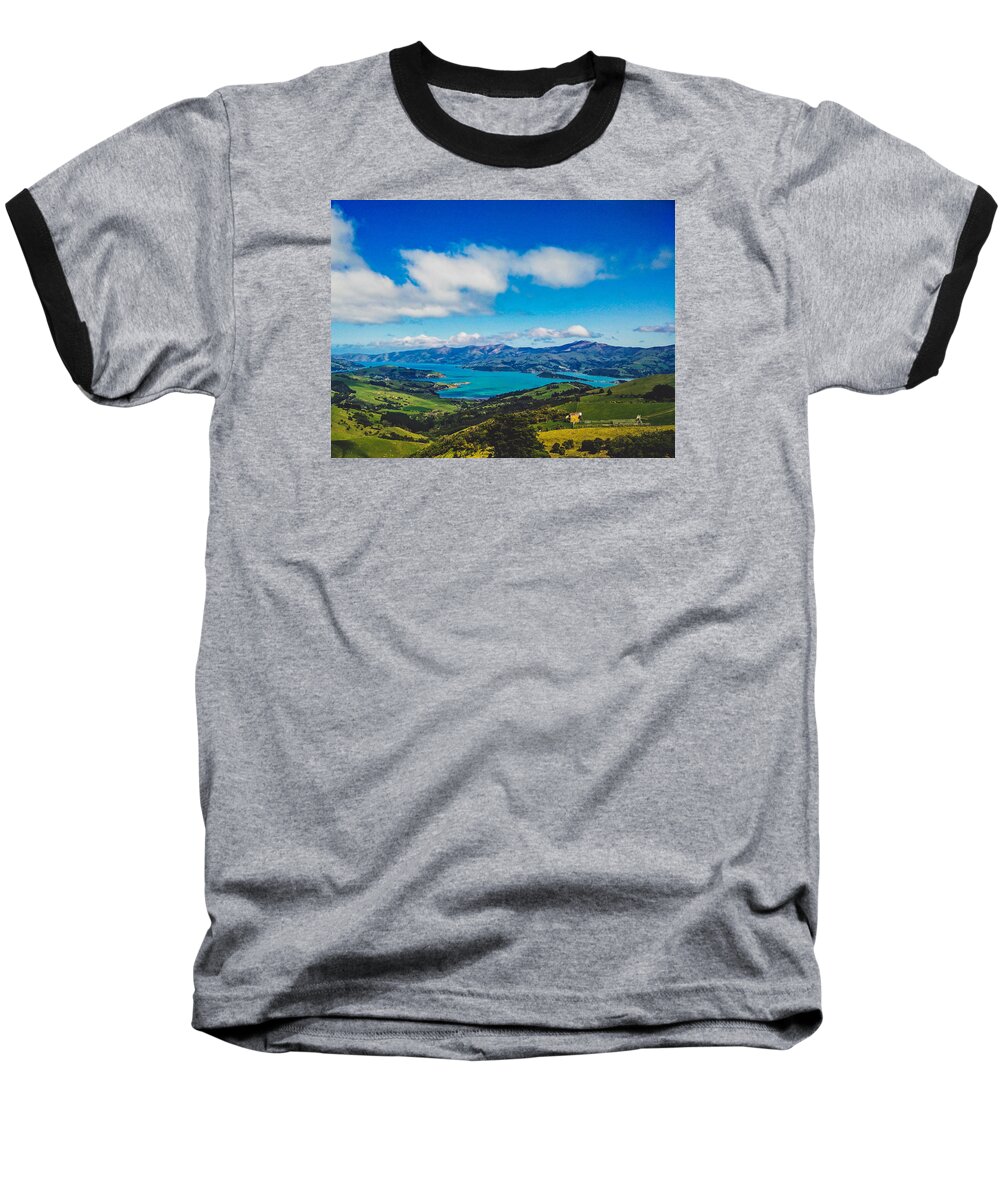 Akaroa Baseball T-Shirt featuring the photograph Above to Below by Britten Adams