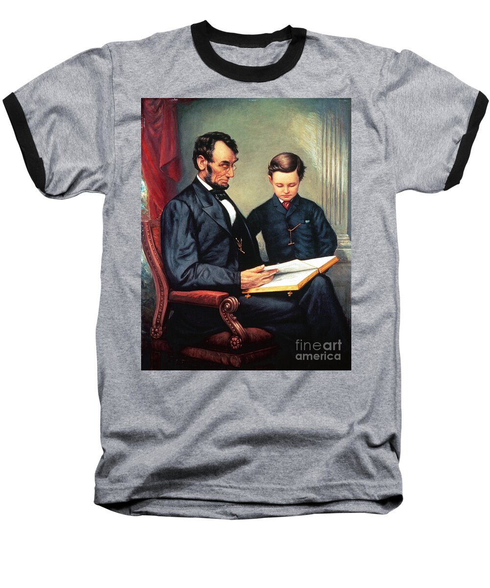 1929 Baseball T-Shirt featuring the photograph Abraham Lincoln & Son Tad by Granger