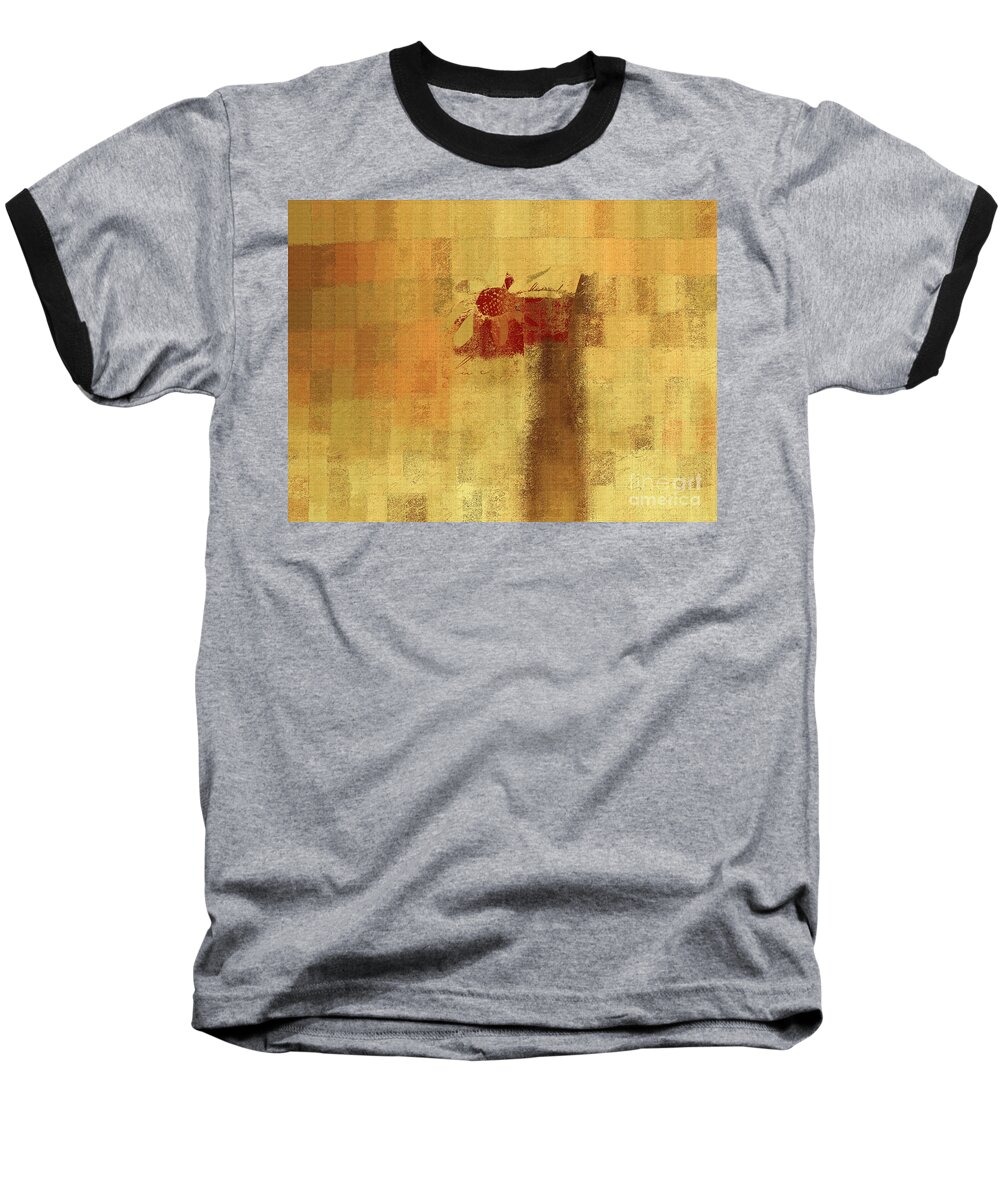 Abstract Baseball T-Shirt featuring the digital art Abstract Floral - 14v2ft by Variance Collections