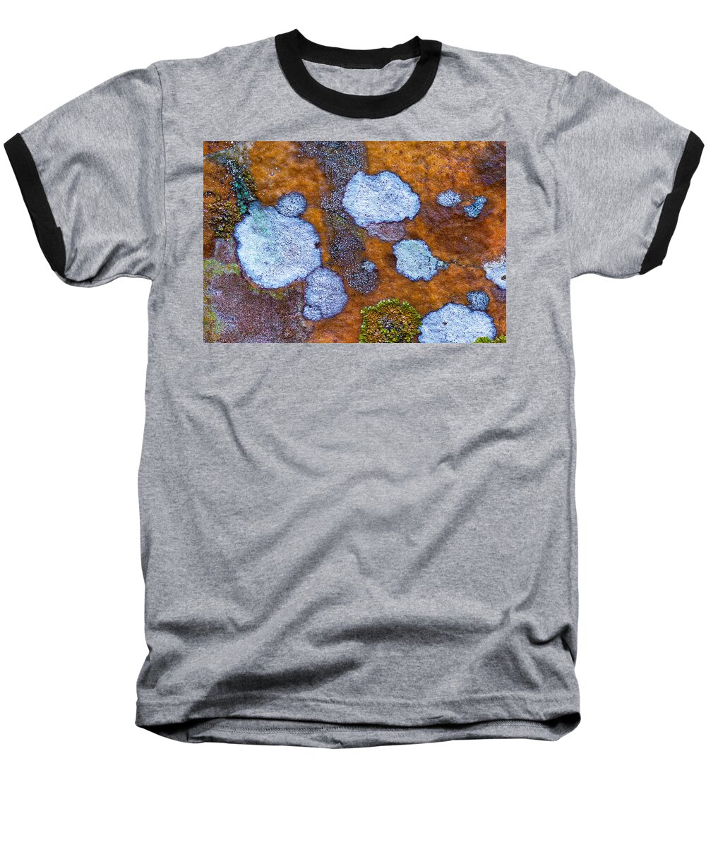 France Baseball T-Shirt featuring the photograph Abstract Lichen by Jean-luc Bohin
