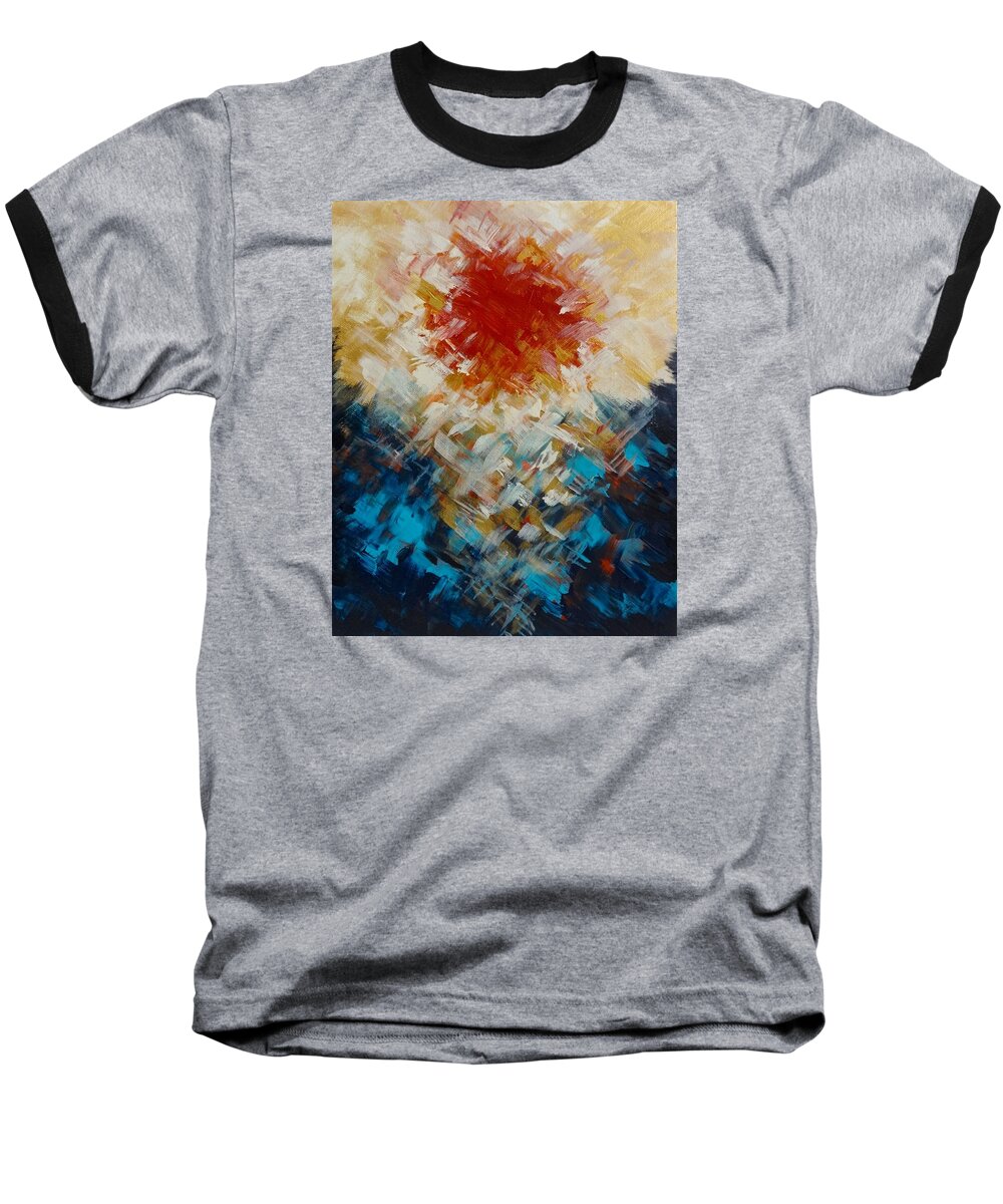 Abstract Baseball T-Shirt featuring the painting Abstract Blood Moon by Michelle Pier