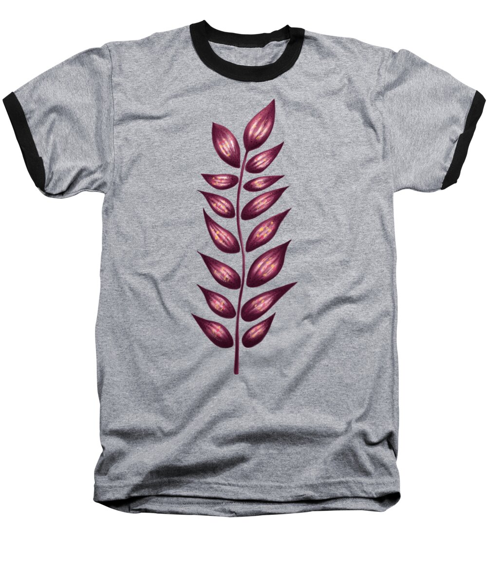 Flower Baseball T-Shirt featuring the digital art Abstract Plant With Pointy Leaves In Purple And Yellow by Boriana Giormova