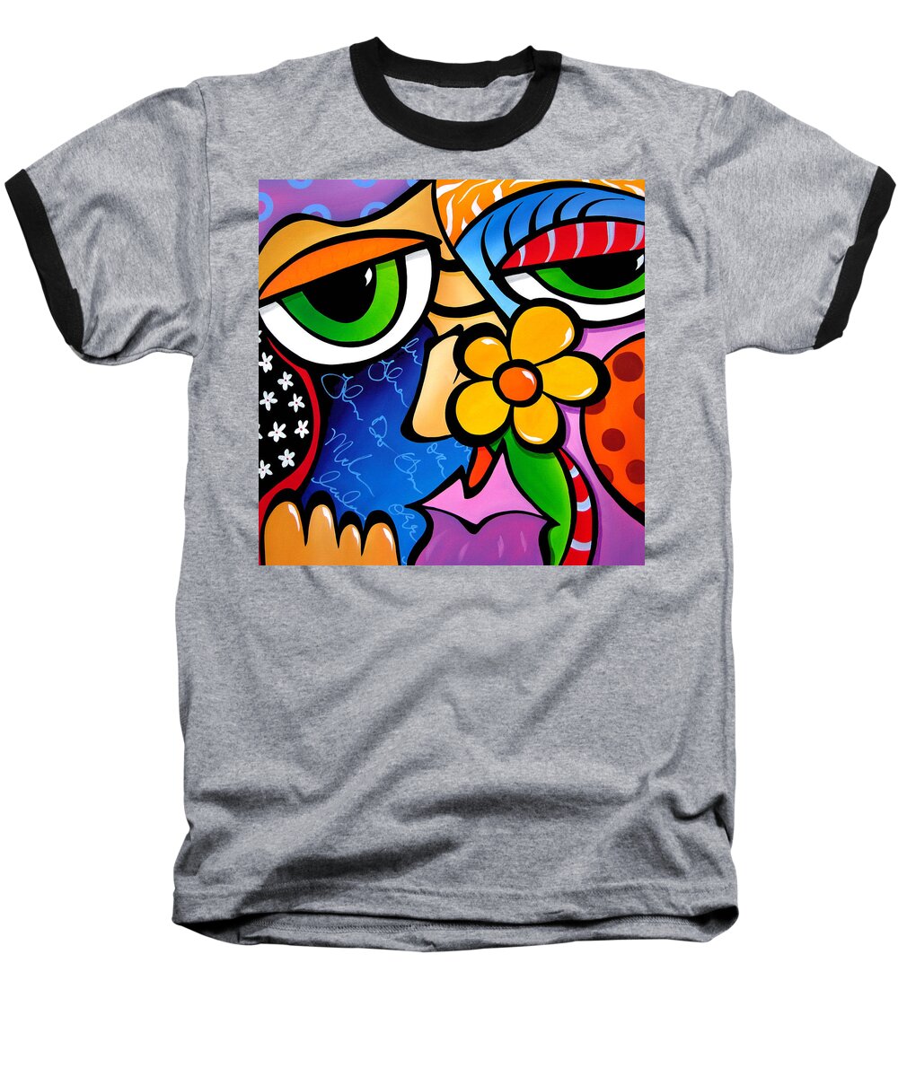 Pop Art Baseball T-Shirt featuring the painting Abstract POP art original painting Scratch n Sniff by Fidostudio by Tom Fedro
