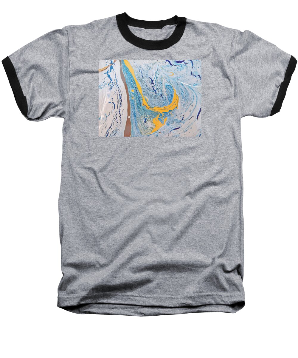 Abstract Expressionism Baseball T-Shirt featuring the painting African Dolphin Coast by Gyula Julian Lovas
