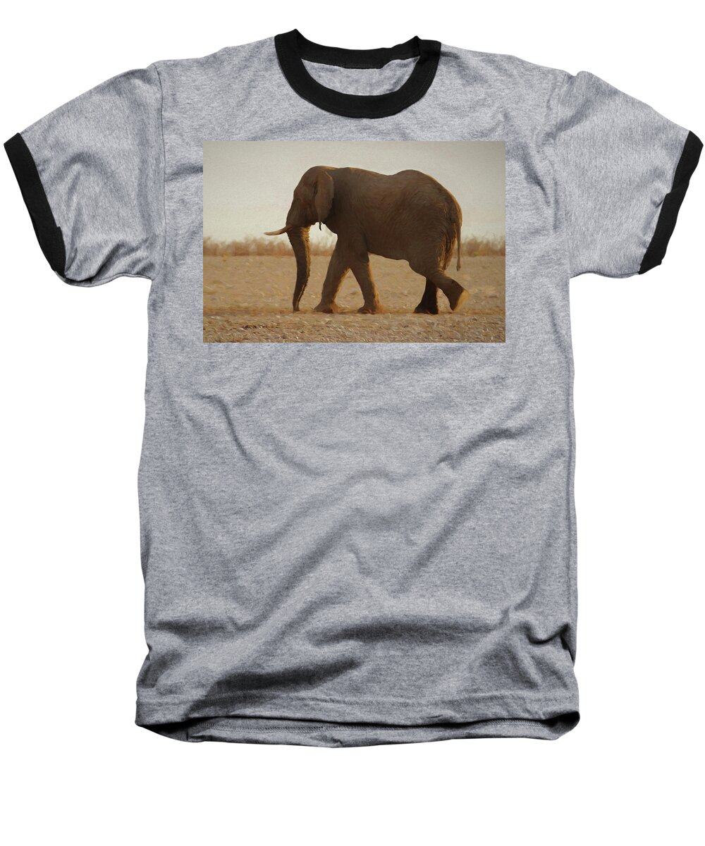 Elephant Baseball T-Shirt featuring the digital art African Elephant Walk by Ernest Echols