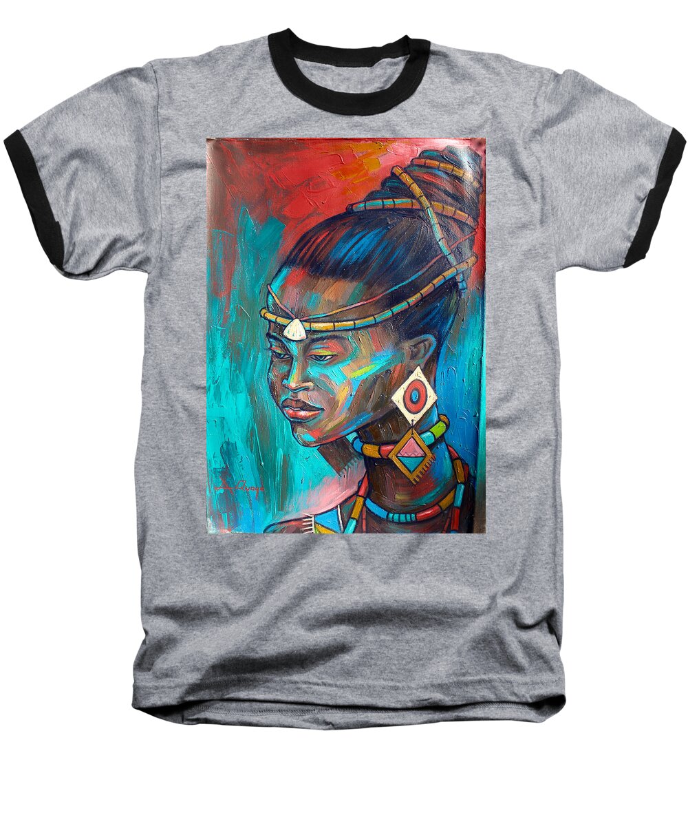 Africa Baseball T-Shirt featuring the painting African Princess by Amakai