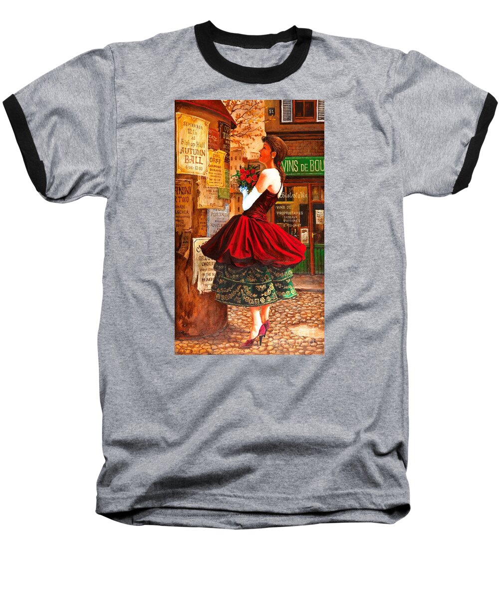 Female Baseball T-Shirt featuring the painting After The Ball by Igor Postash