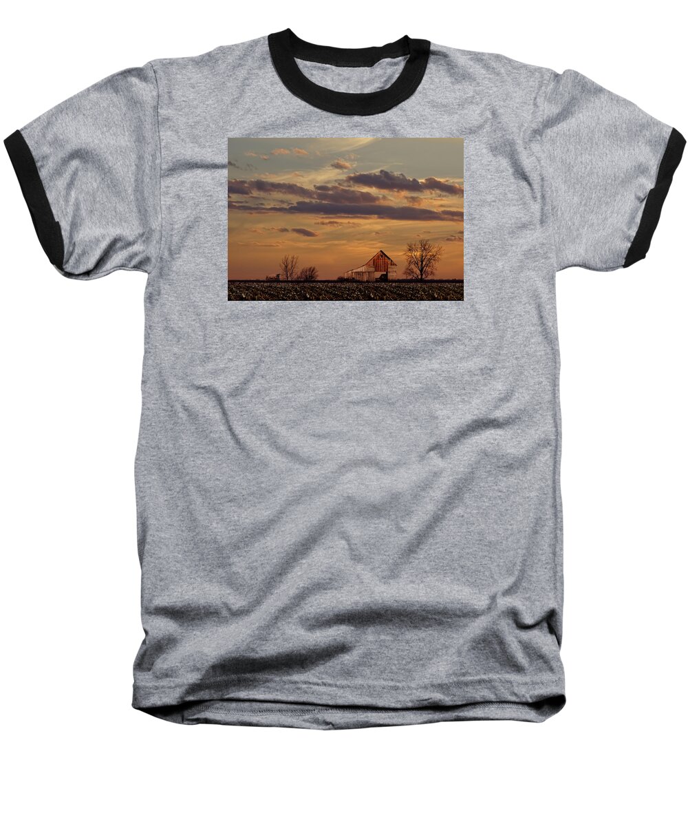 Landscape Baseball T-Shirt featuring the photograph After The Harvest by Theresa Campbell