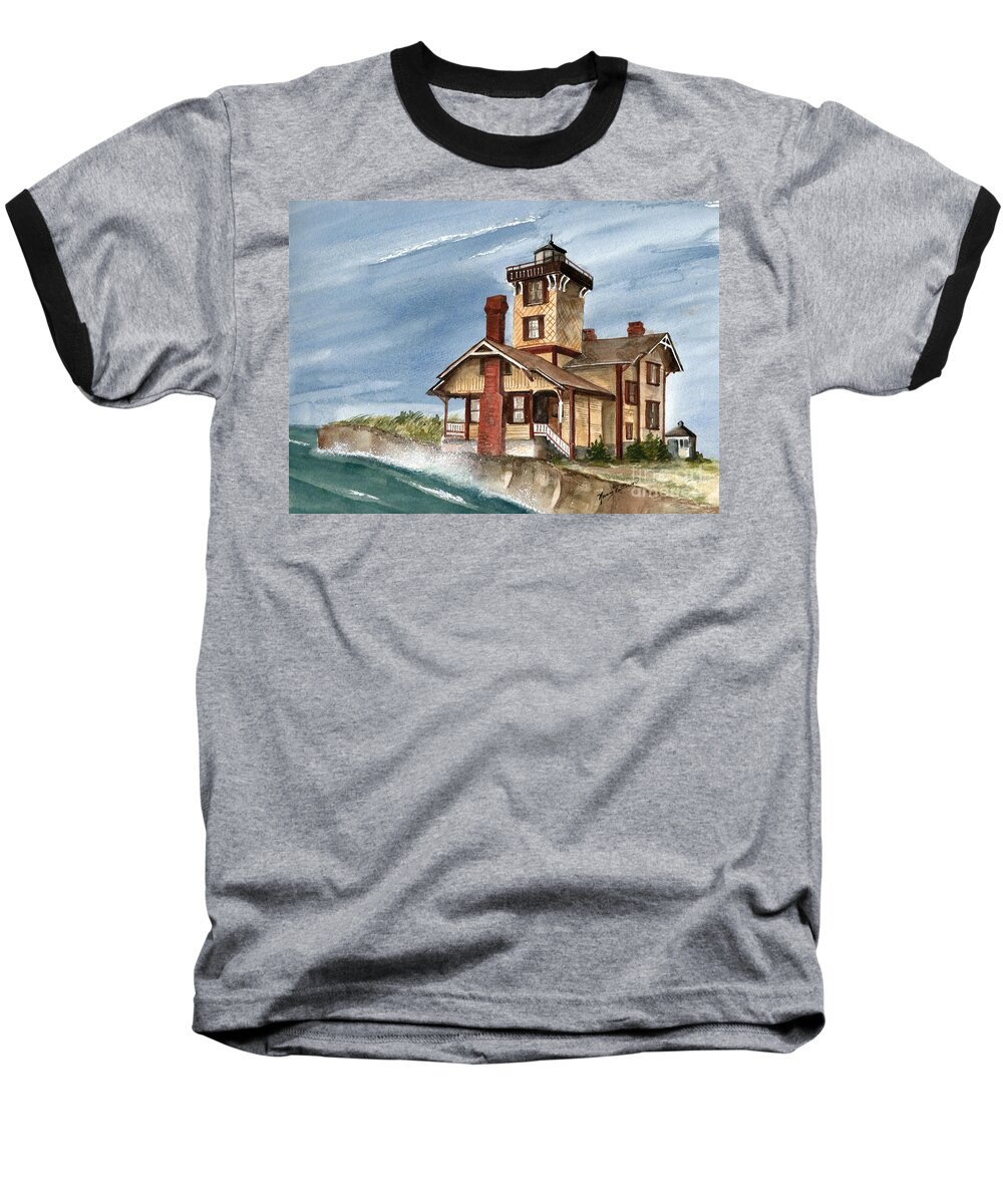 Hereford Inlet Lighthouse Baseball T-Shirt featuring the painting After the Storm by Nancy Patterson
