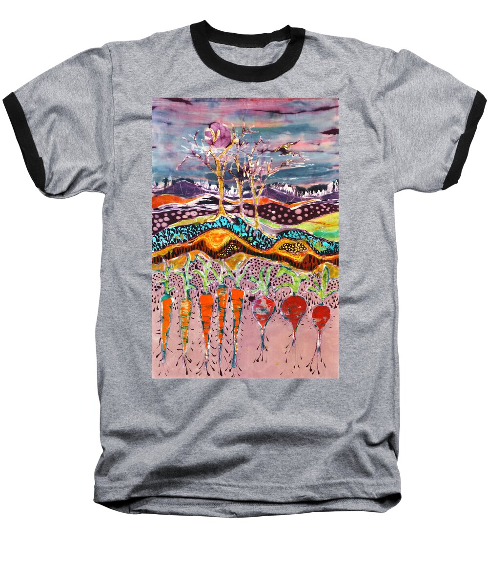 Veggies Baseball T-Shirt featuring the tapestry - textile After the Thunderstorm by Carol Law Conklin