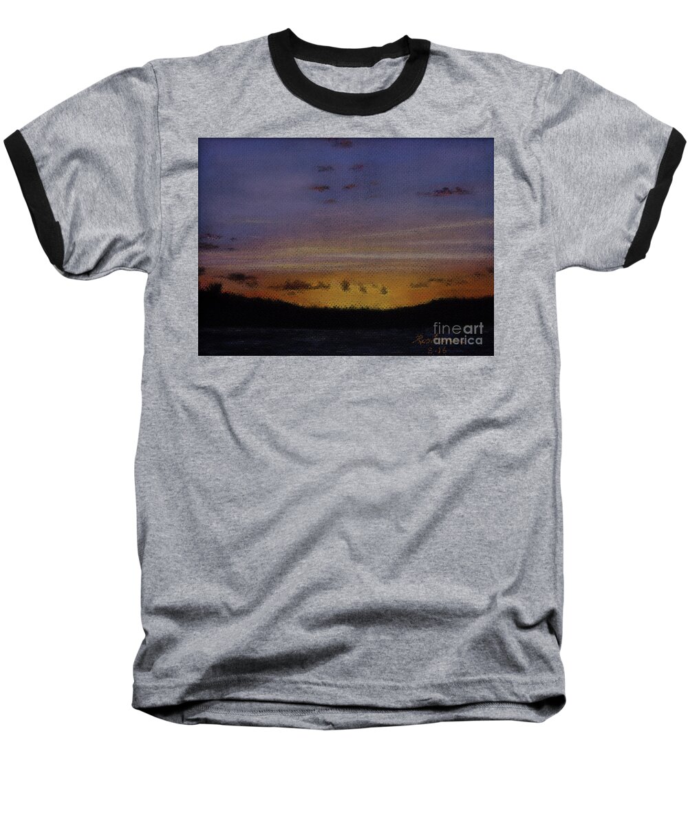 Roshanne Baseball T-Shirt featuring the painting Afterglow by Roshanne Minnis-Eyma