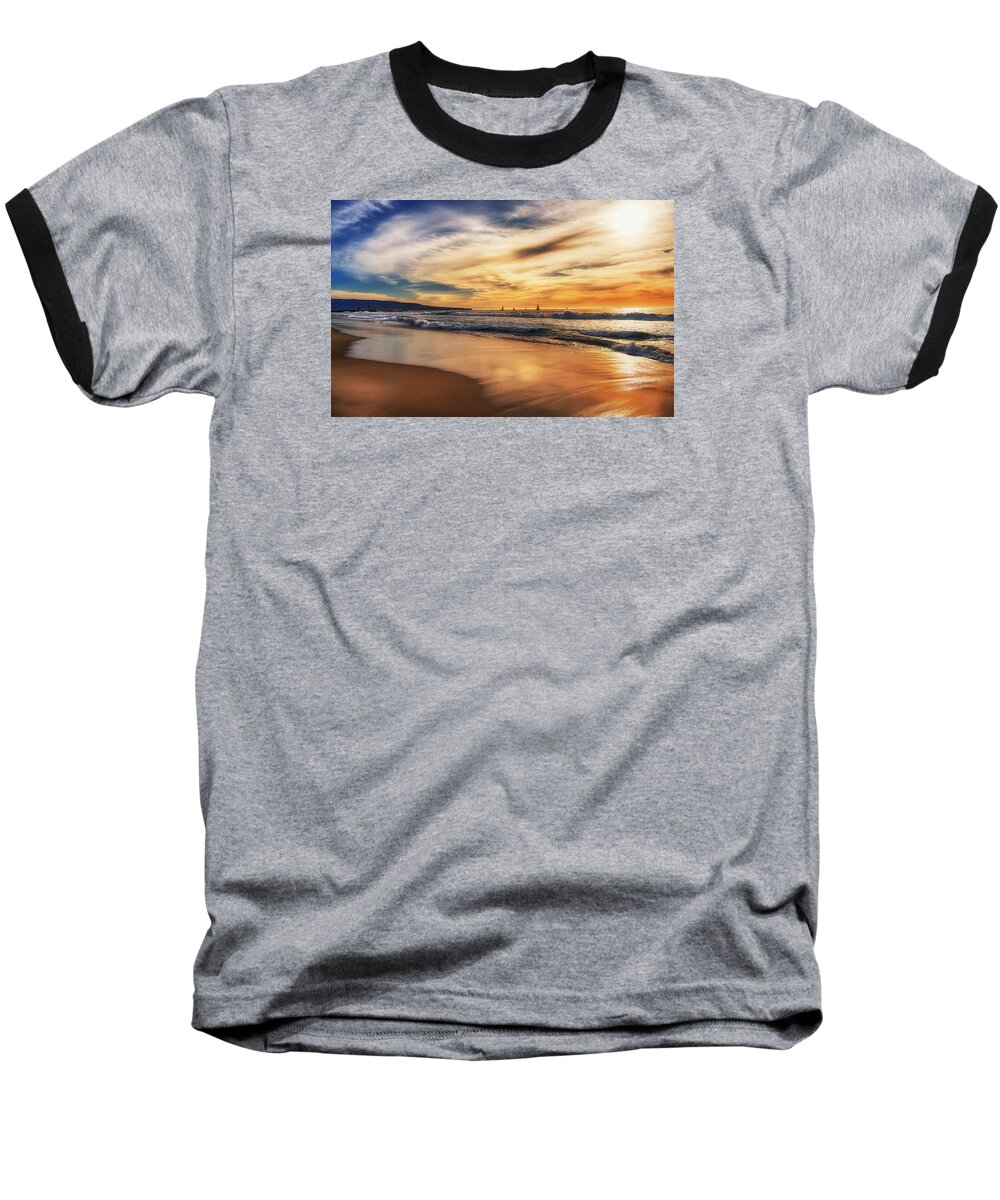Hermosa Baseball T-Shirt featuring the photograph Afternoon at the Beach by Michael Hope