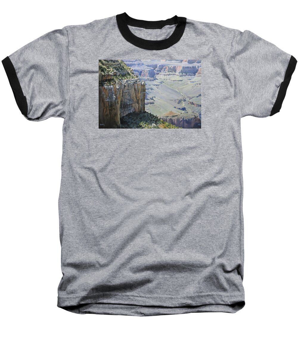 Grand Canyon Baseball T-Shirt featuring the painting Afternoon At The Canyon by William Brody