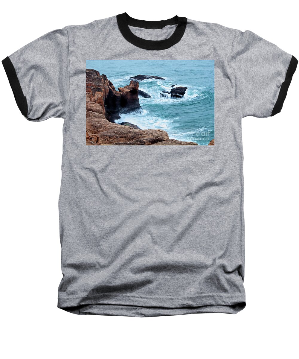 West Coast Baseball T-Shirt featuring the photograph Against The Waves - Magical Music by Janie Johnson