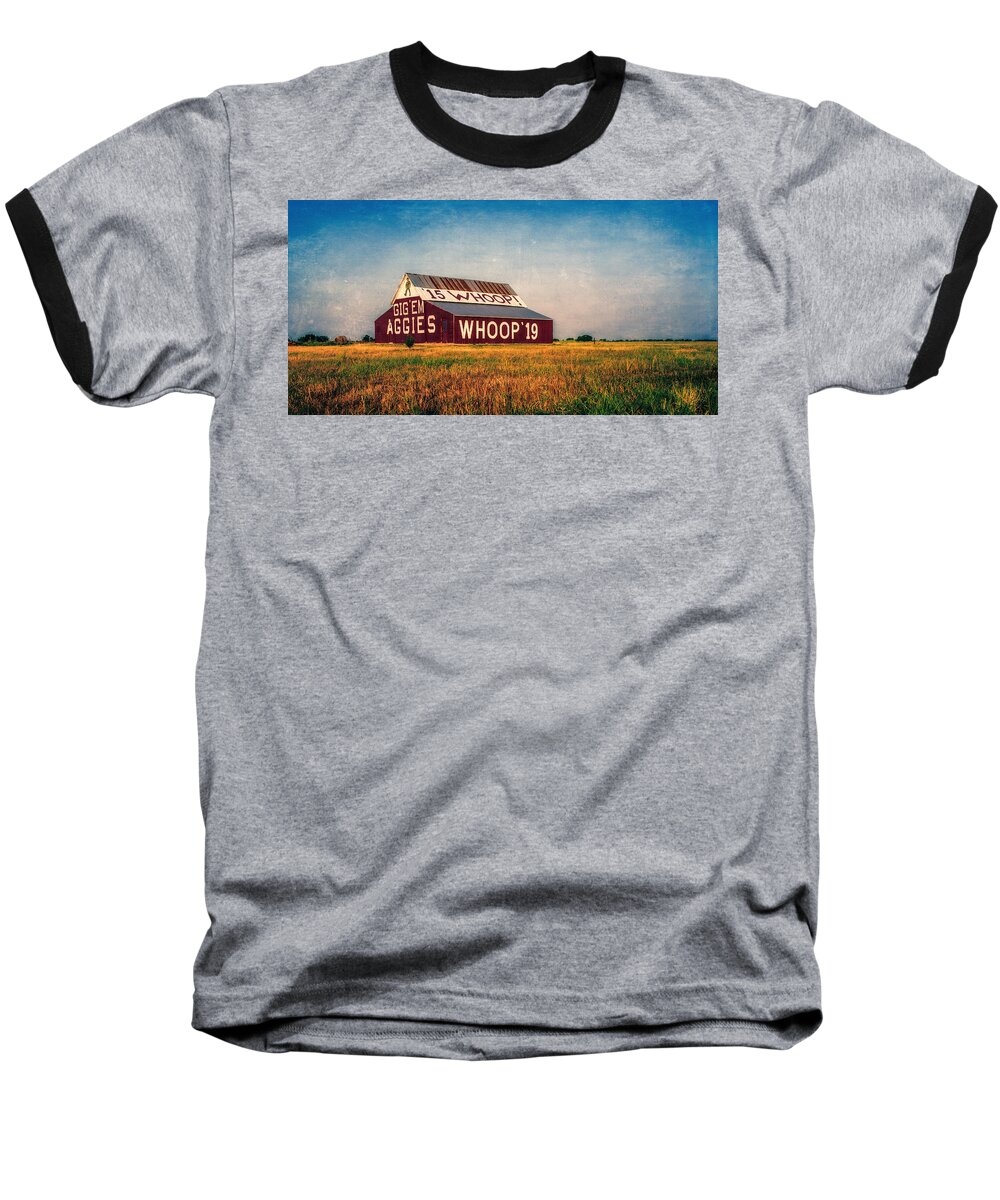 Joan Carroll Baseball T-Shirt featuring the photograph Aggie Barn 2015 by Joan Carroll