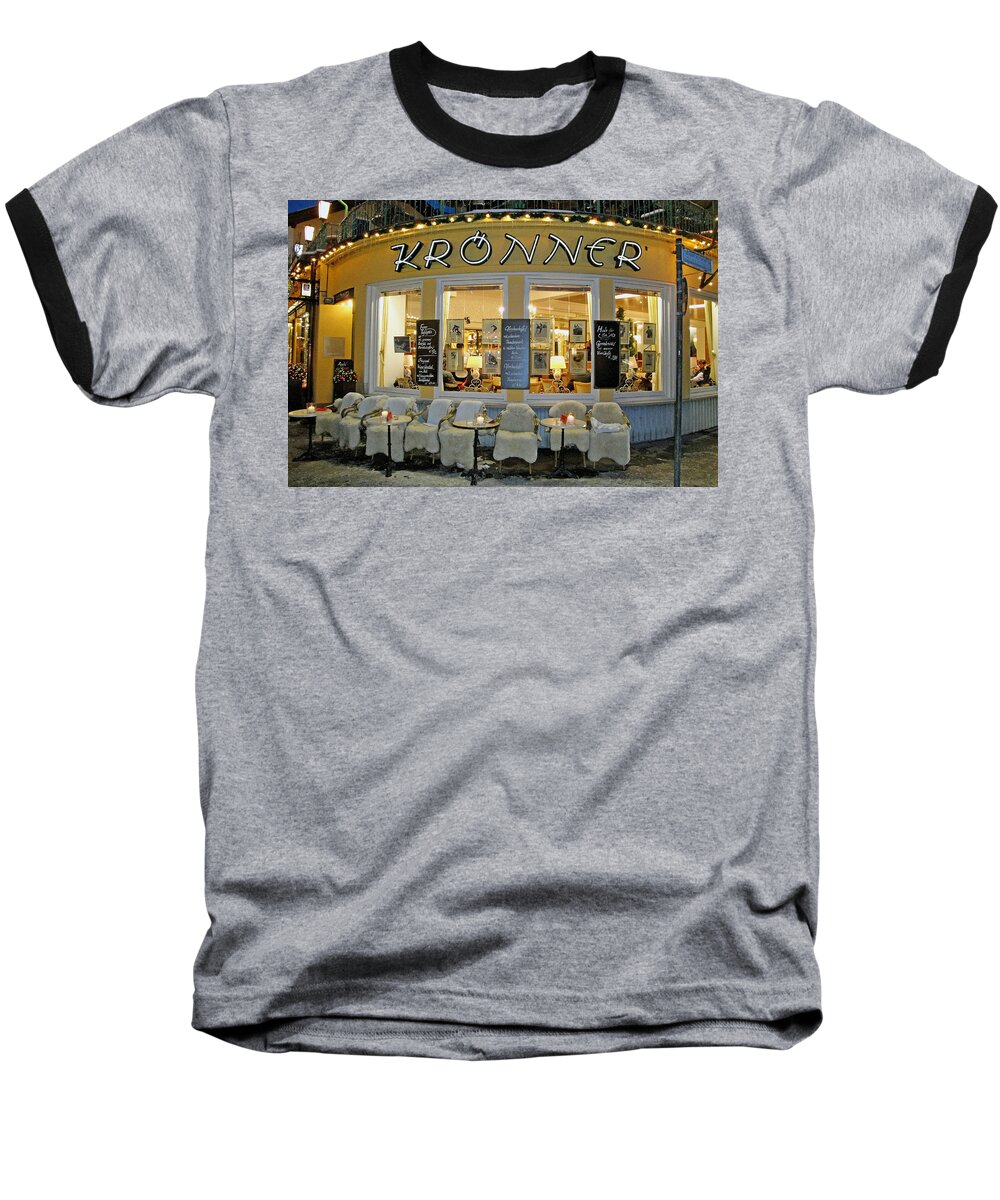 Garmisch Baseball T-Shirt featuring the photograph Al Fresco Dining Bavarian Style by Robert Meyers-Lussier