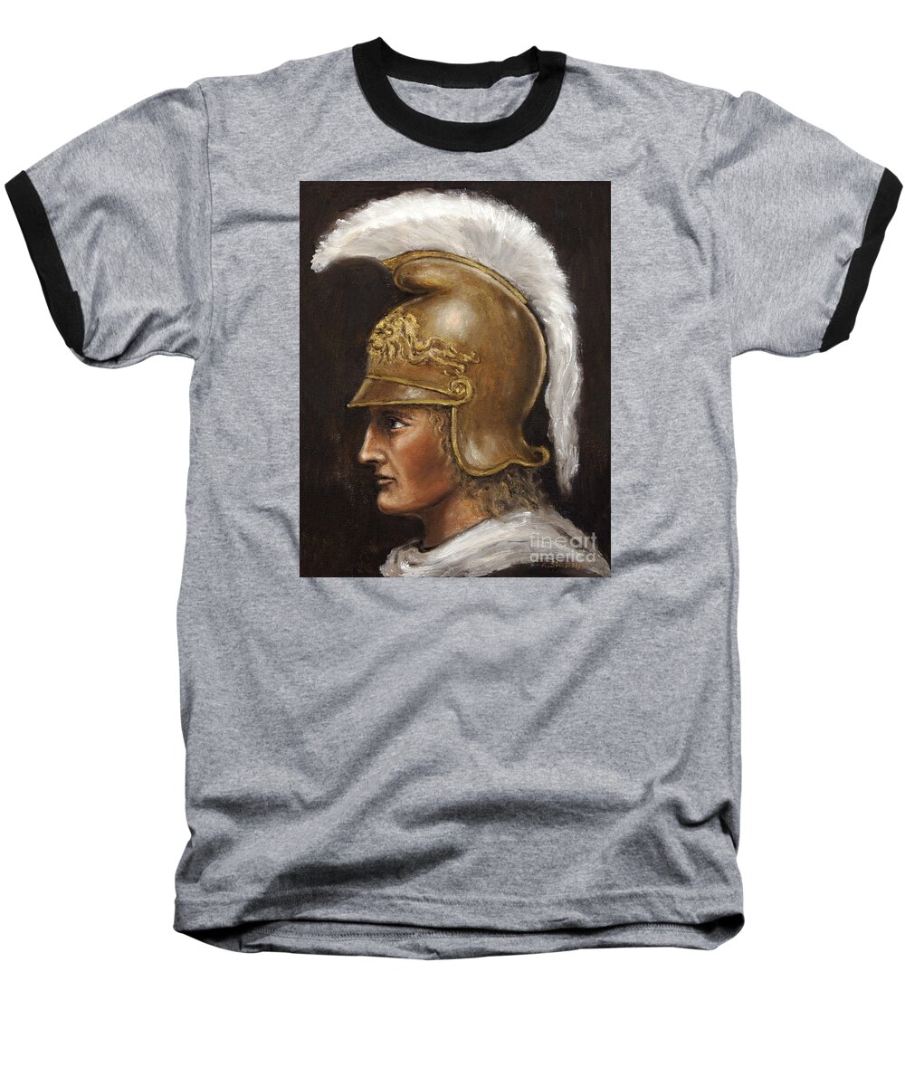 Warrior Baseball T-Shirt featuring the painting Alexander the Great by Arturas Slapsys