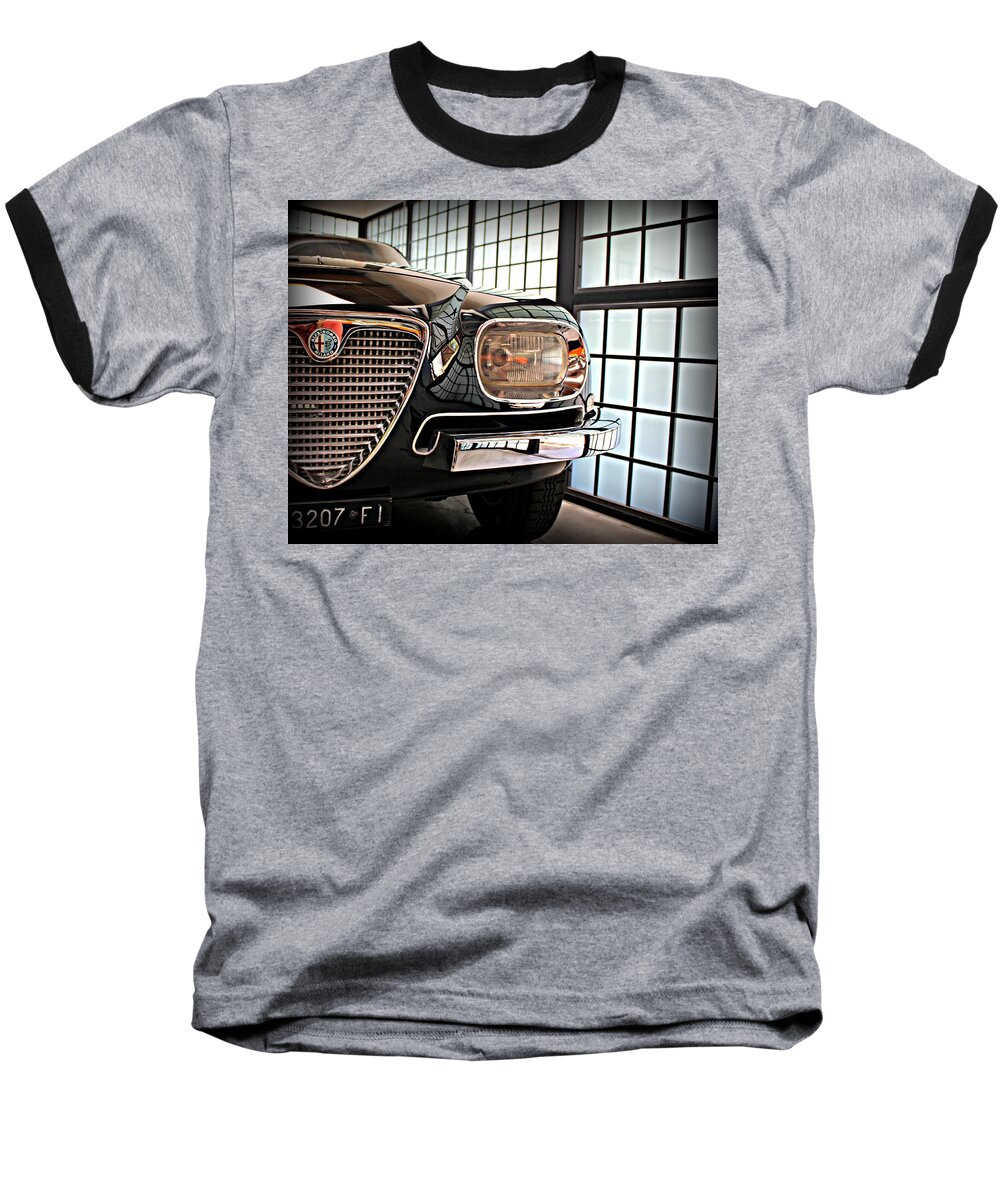 Alfa Romeo Baseball T-Shirt featuring the photograph Alfa Romeo in Black by Steve Natale