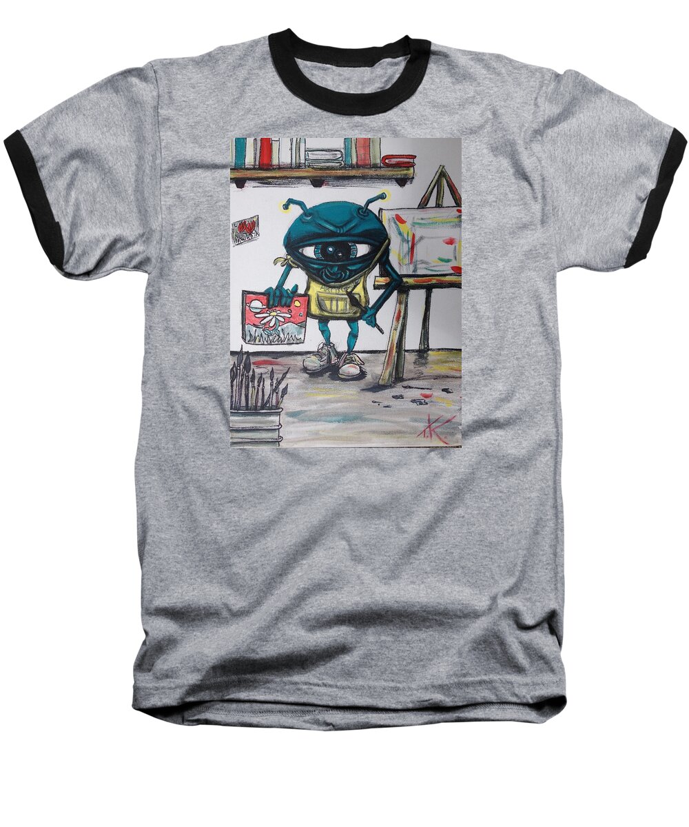 Artist Baseball T-Shirt featuring the painting Alien Artist by Similar Alien