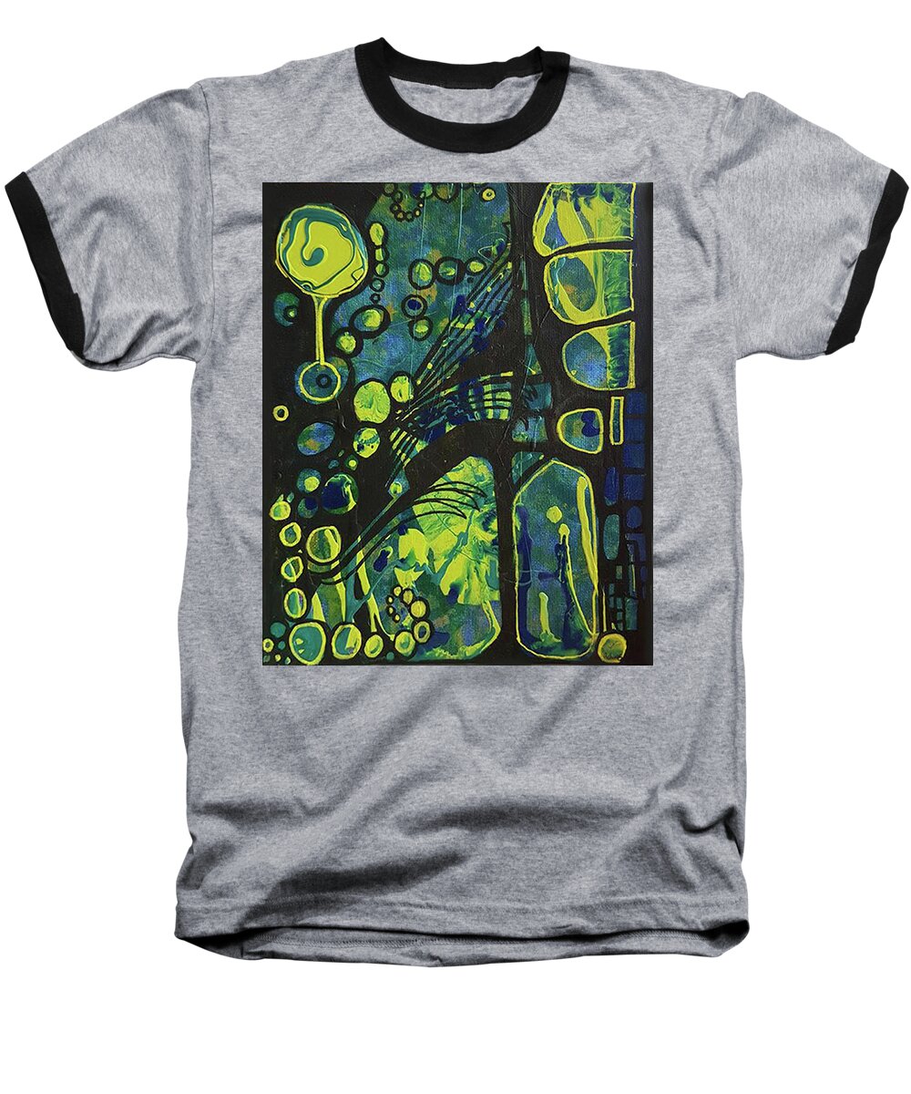 Abstract Baseball T-Shirt featuring the painting Alien Blue #2 by Amy Shaw