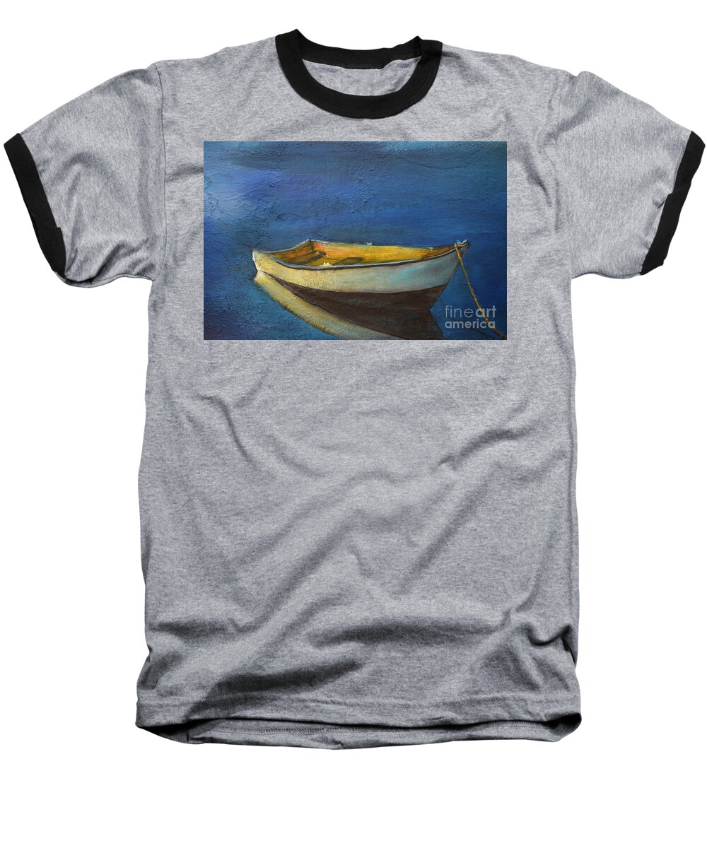 Boat Baseball T-Shirt featuring the painting All Alone Am I by Gary Smith