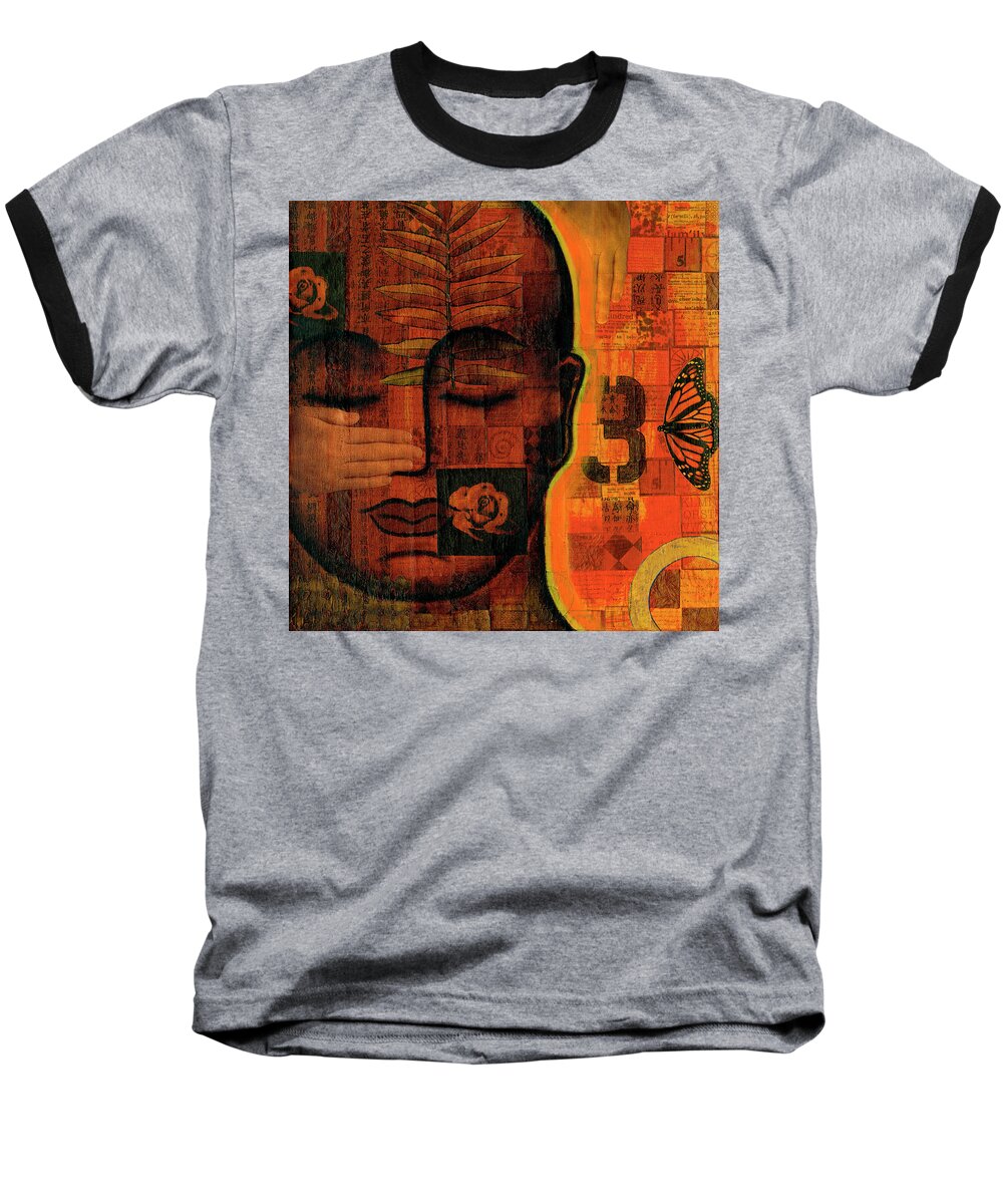 Buddha Baseball T-Shirt featuring the painting All Seeing by Gloria Rothrock