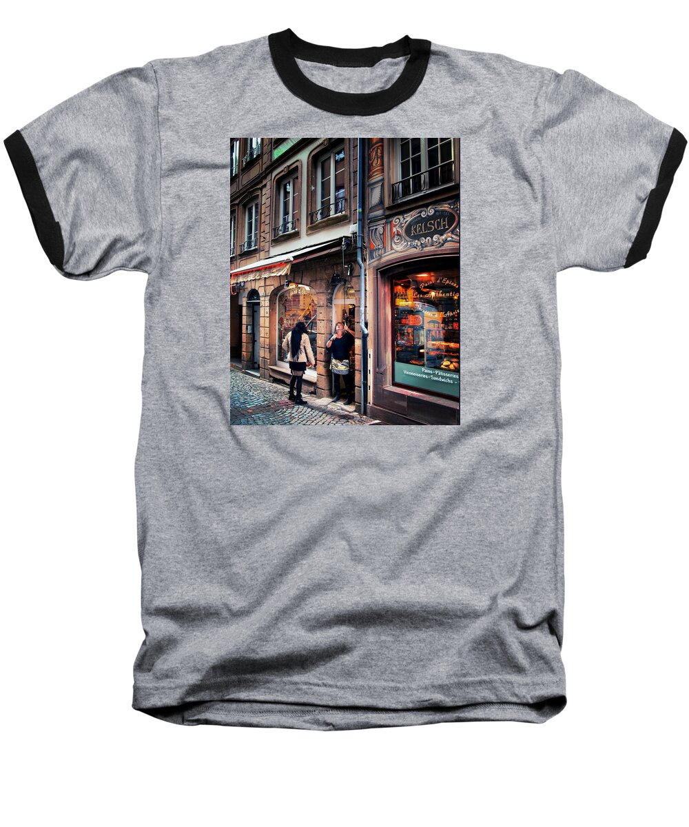 Strasbourg Baseball T-Shirt featuring the photograph pains d'Epices by Jim Hill