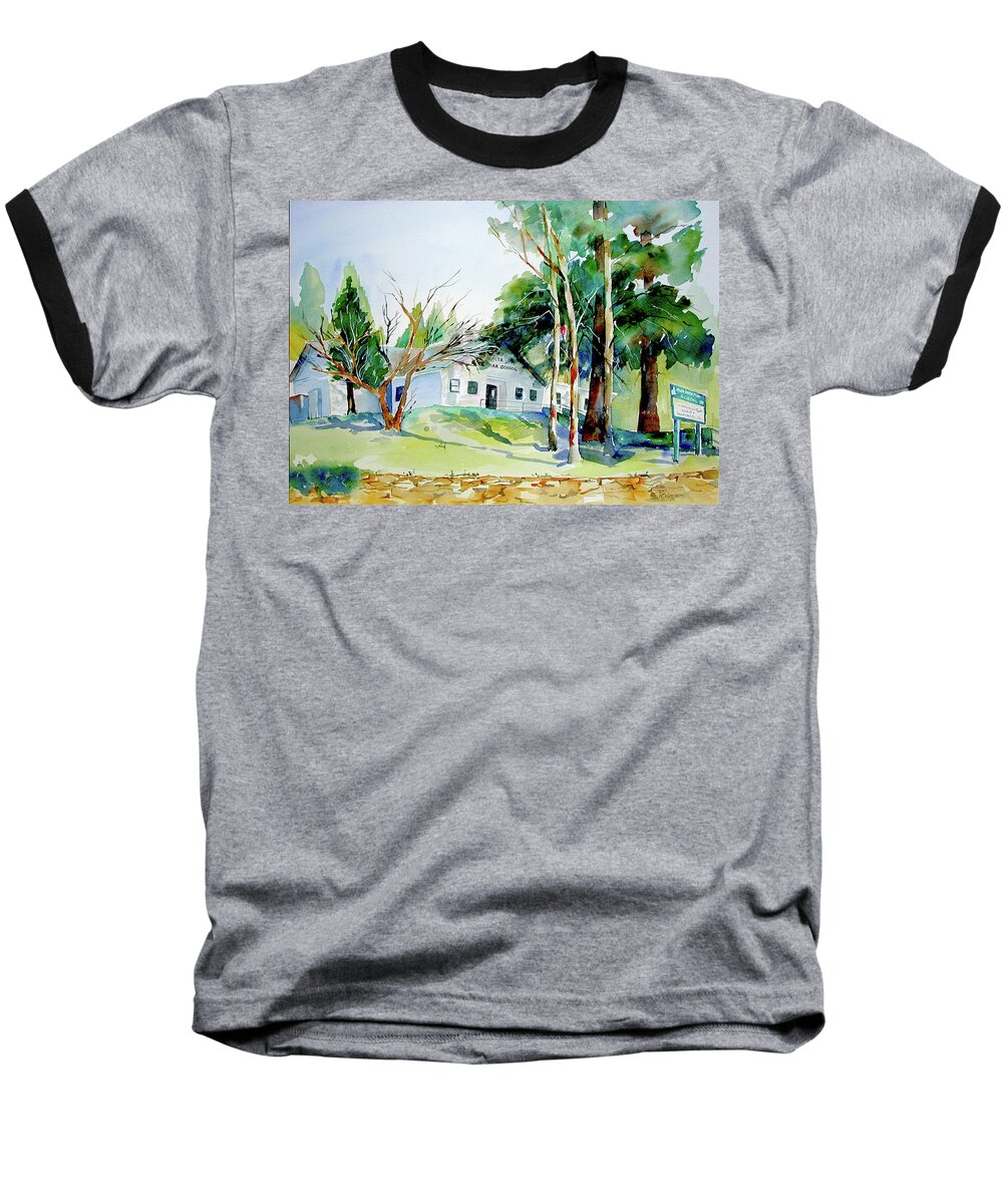 Alta Baseball T-Shirt featuring the painting Alta/Dutch Flat School by Joan Chlarson