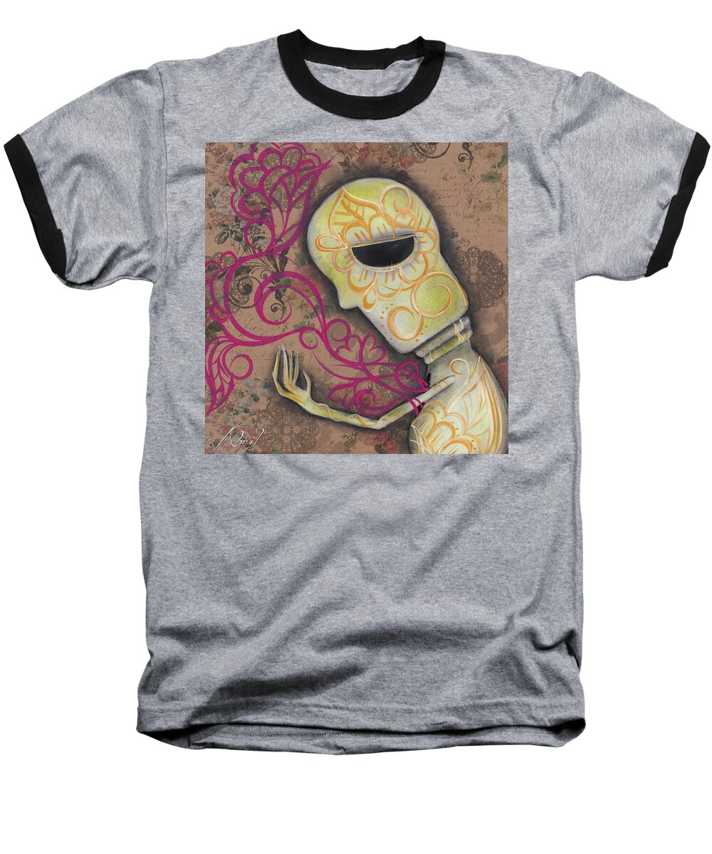 Day Of The Dead Baseball T-Shirt featuring the painting Always alone by Abril Andrade