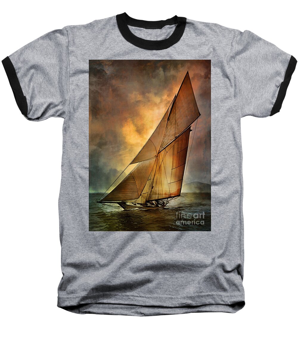 Sailboat Baseball T-Shirt featuring the digital art America's Cup 1 by Andrzej Szczerski