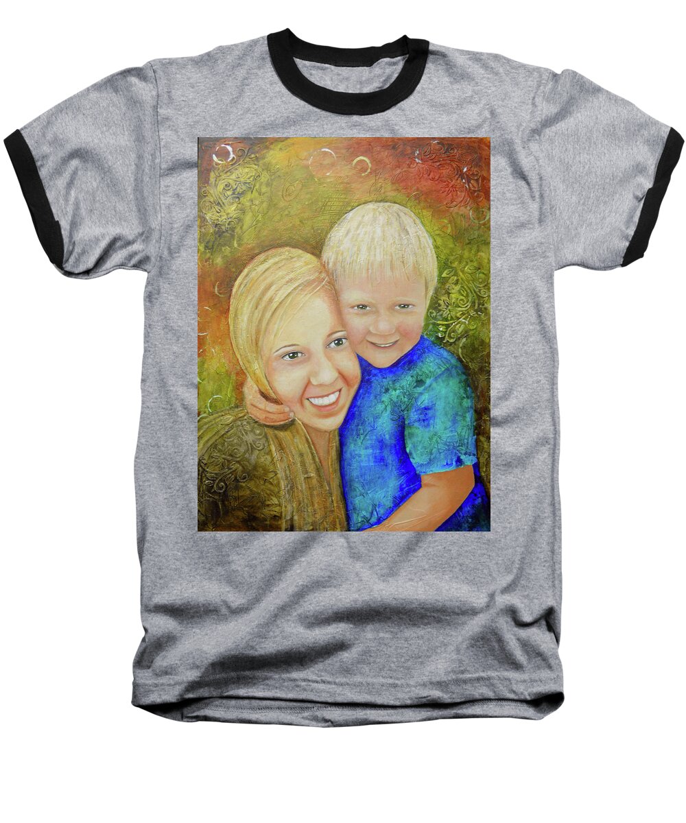 Portrait Baseball T-Shirt featuring the painting Amy's Kids by Terry Honstead