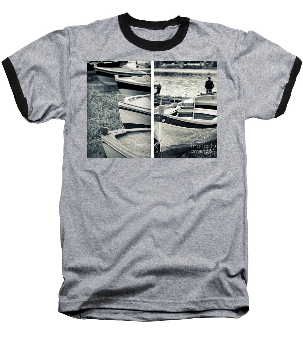 Diptych Baseball T-Shirt featuring the photograph An old man's boats by Silvia Ganora